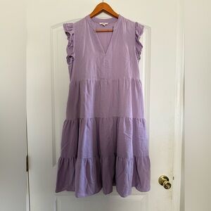 Lavender Ruffle Sleeve Tiered Babydoll Dress by Entro